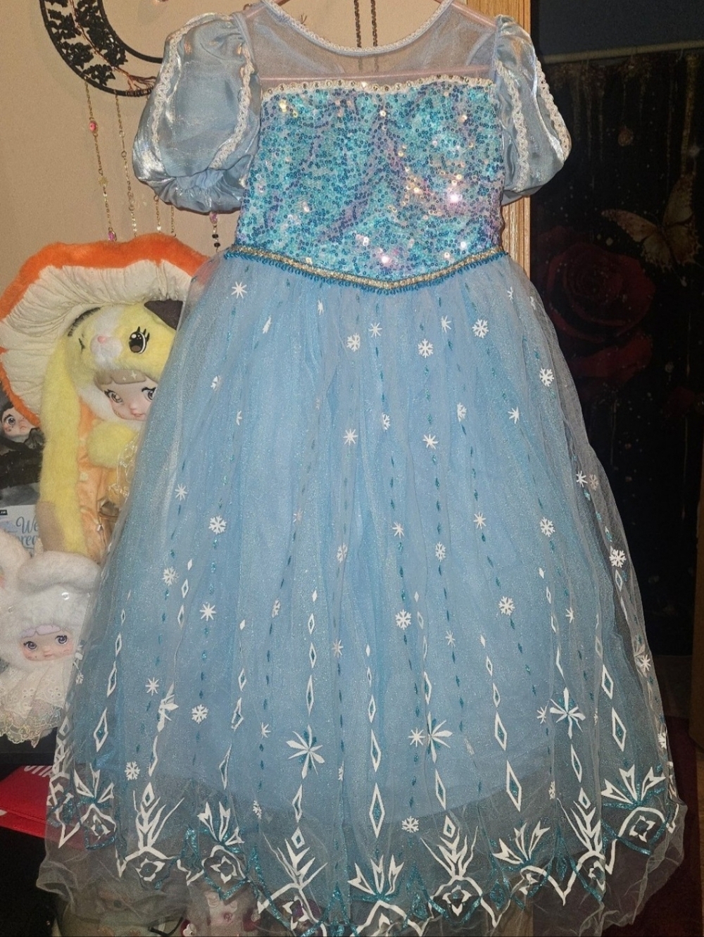 Girls' Sparkle Blue Princess Elsa  Costume Dress
